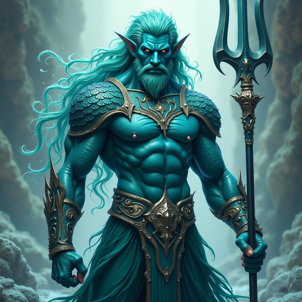 Imposing Triton Talarion in Detailed Fantasy Illustration
