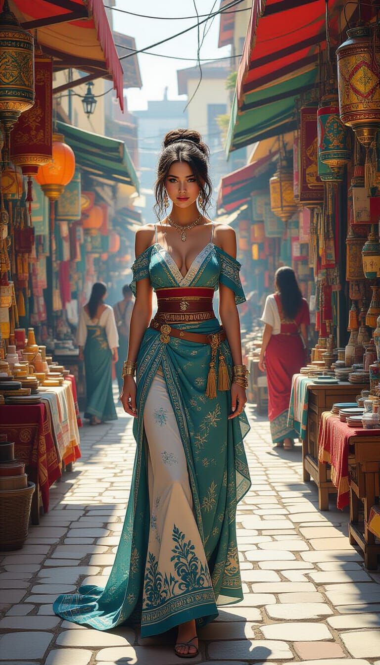 Anda in Zahia's Market, Digital Painting Style