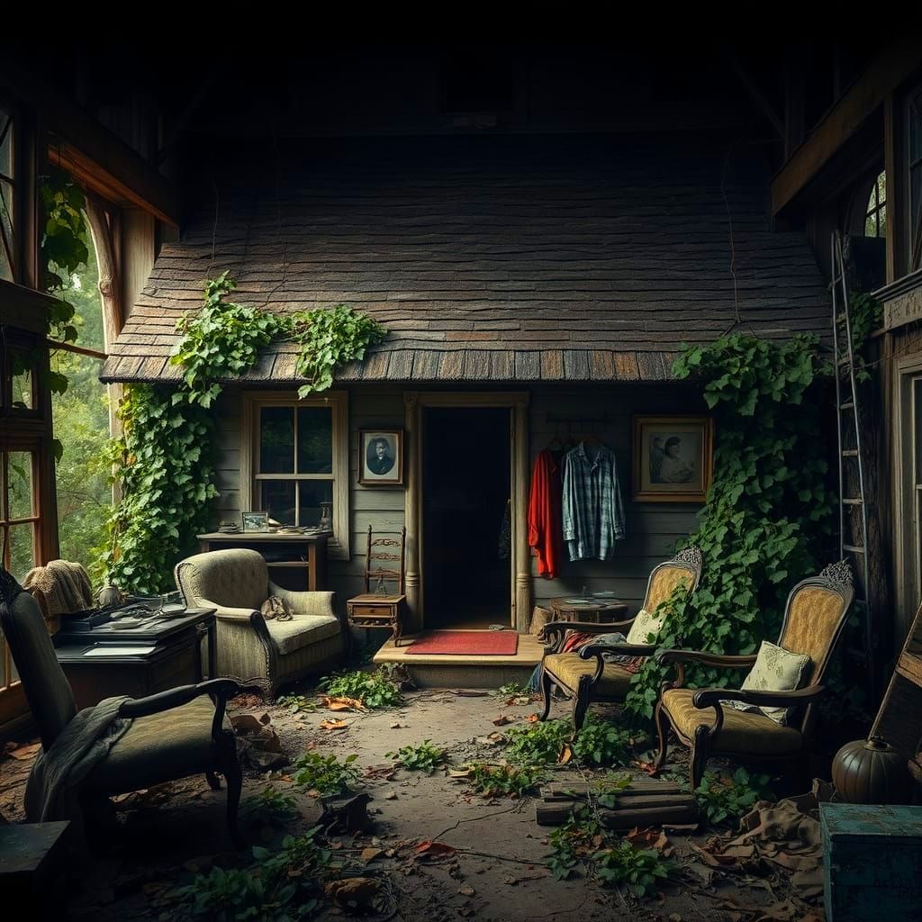 Dramatic Abandoned Cottage Digital Matte Painting