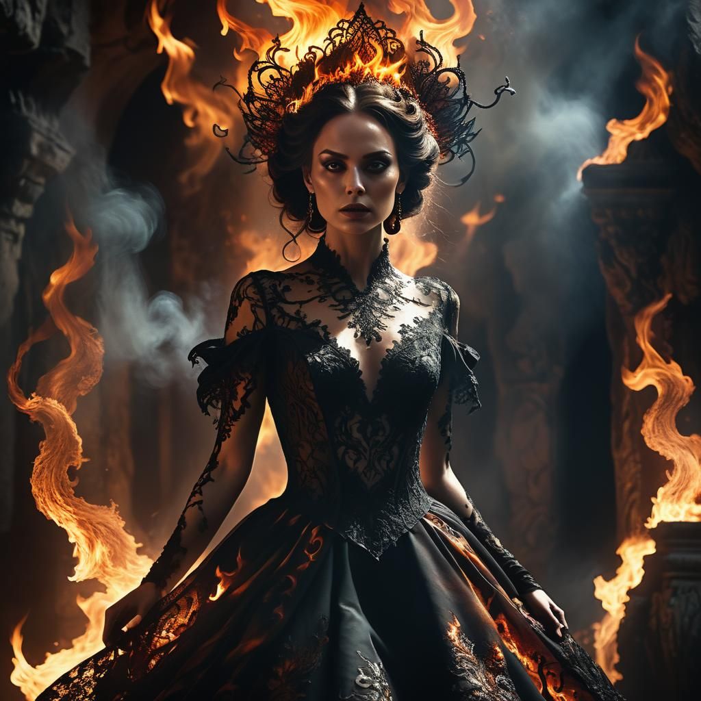 Fiery Villainess in Baroque Digital Painting