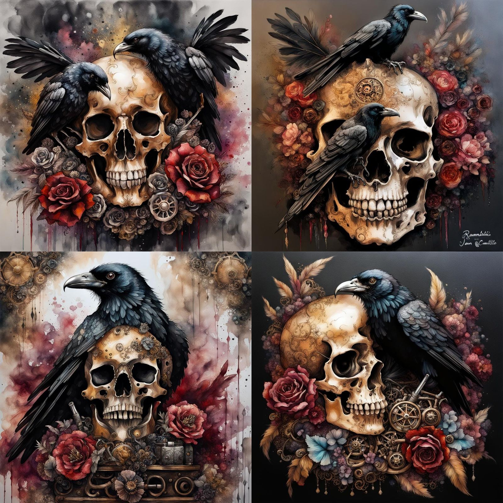 Raven sitting on a skull...