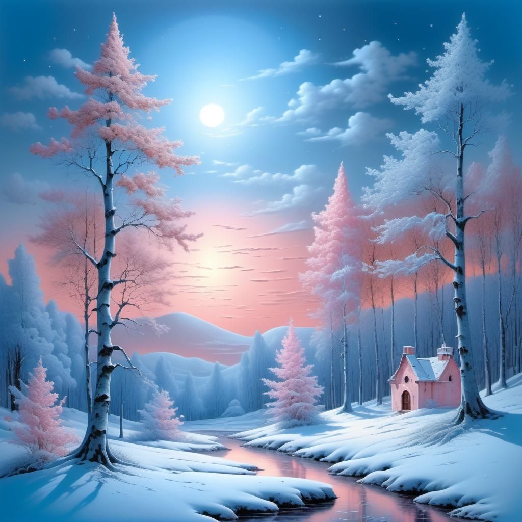 Winter Princess Portrait with Aurora in Volumetric Lighting