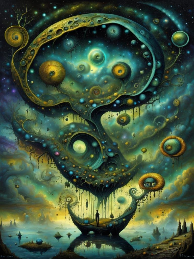 Surreal Dreamscape With Twisted Creatures and Melting Forms