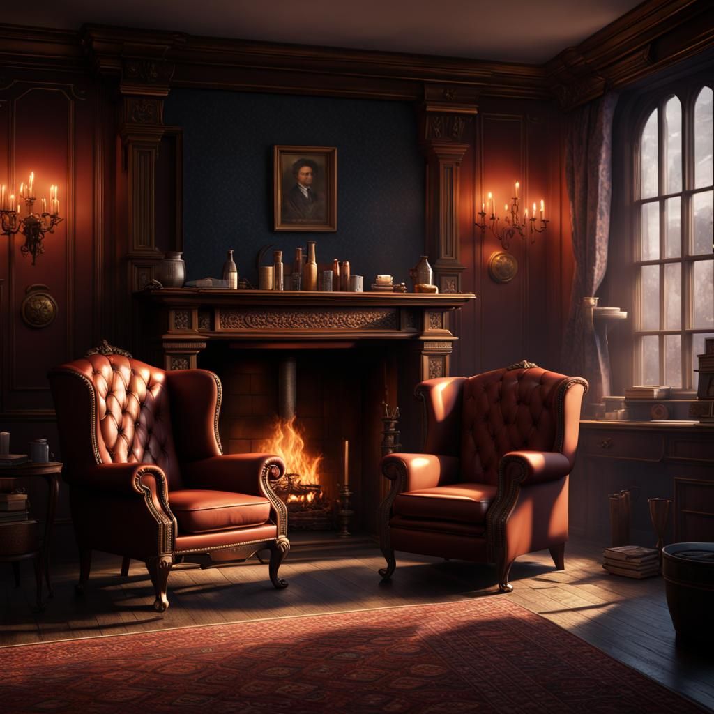 Sherlock Holmes at 221b Baker Street: Detailed Matte Paintin...