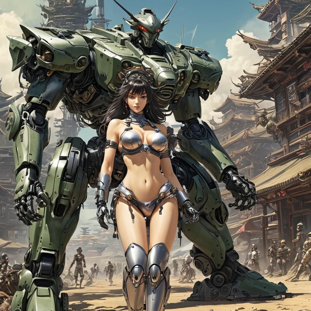 Woman and Robot on Alien World, Graphic Novel Art