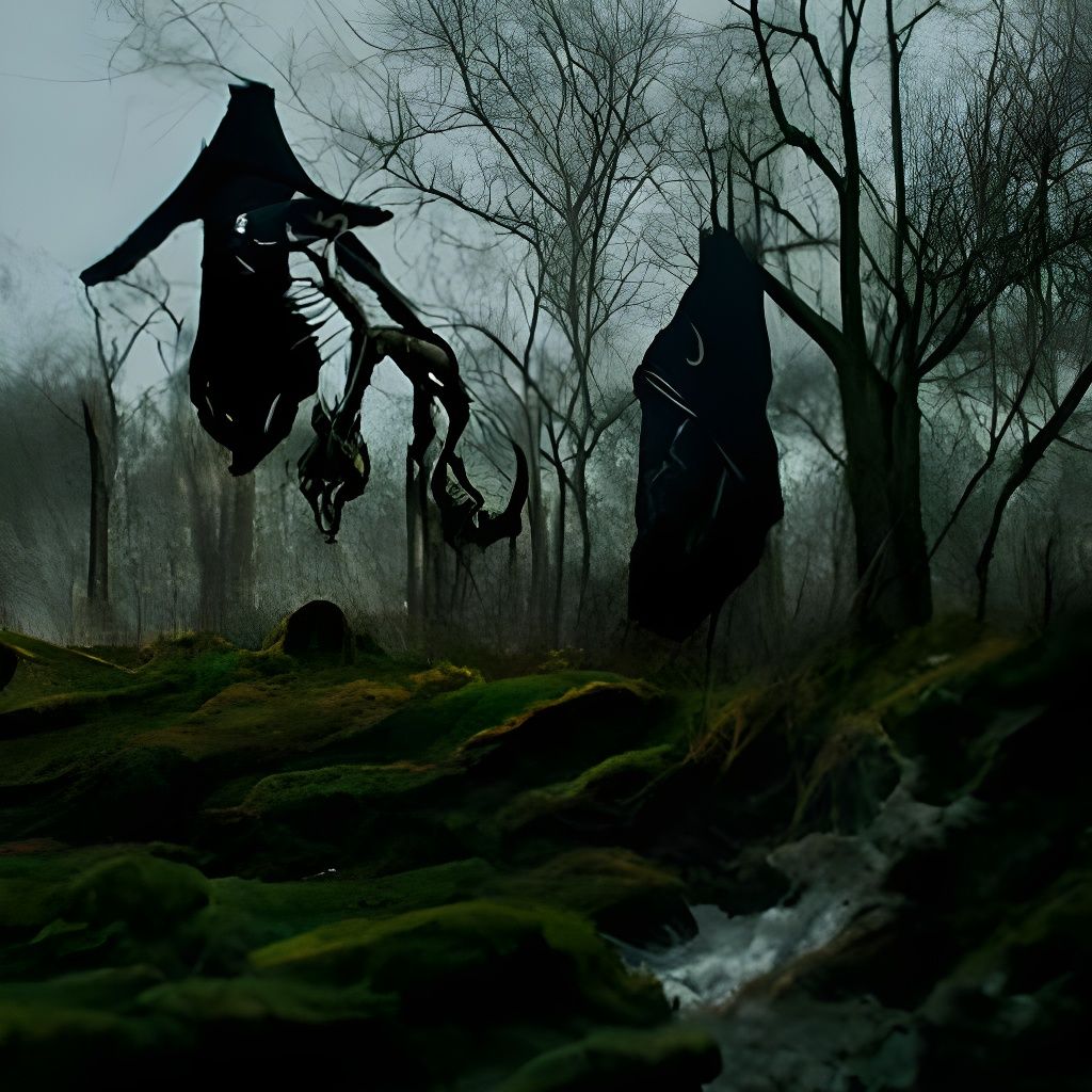 Black Horror Ghost in Dark Forest