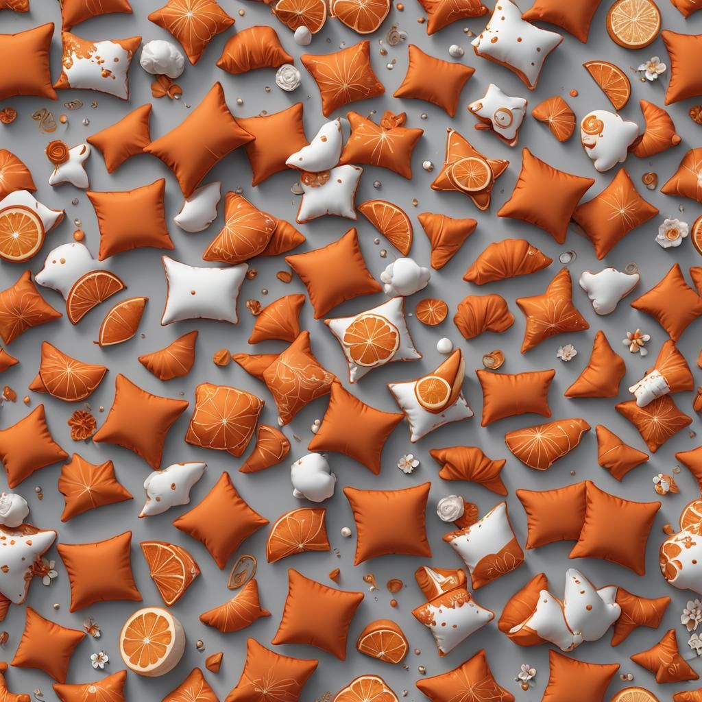 Stunning 3D Anime Art of an Orange Pillow