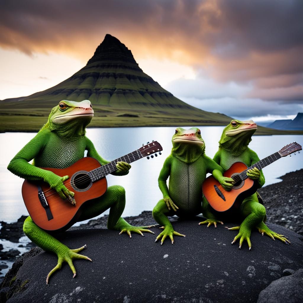 Lizard Concert at Kirkjufell Mountain, Iceland