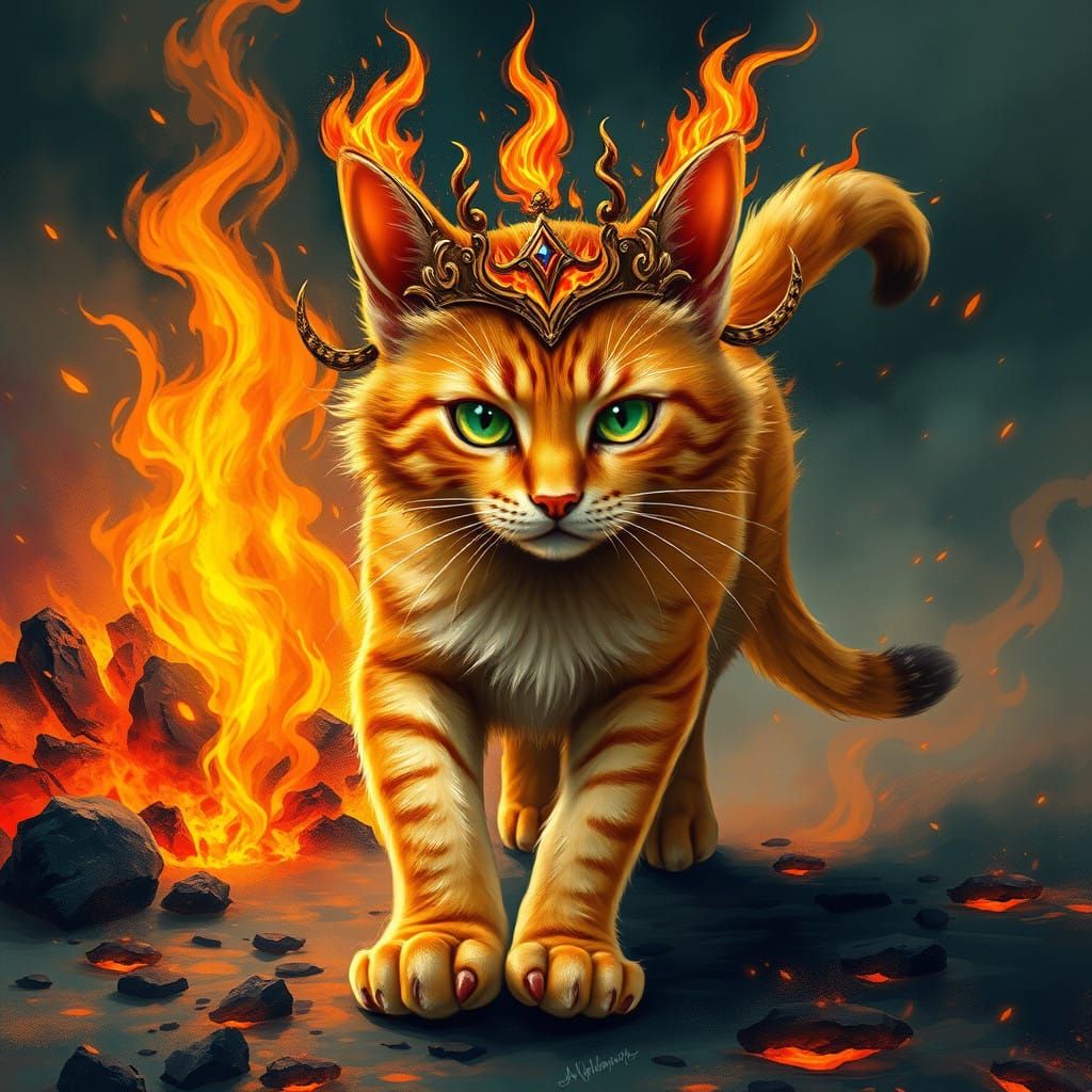 Pyrokinetic Feline King Reigns Over Blazing Inferno
