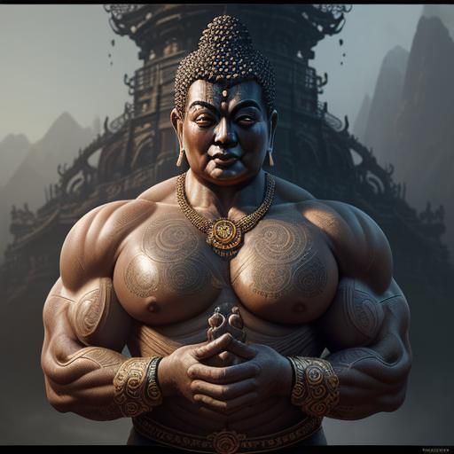 Lord Buddha as World's Largest Bodybuilder