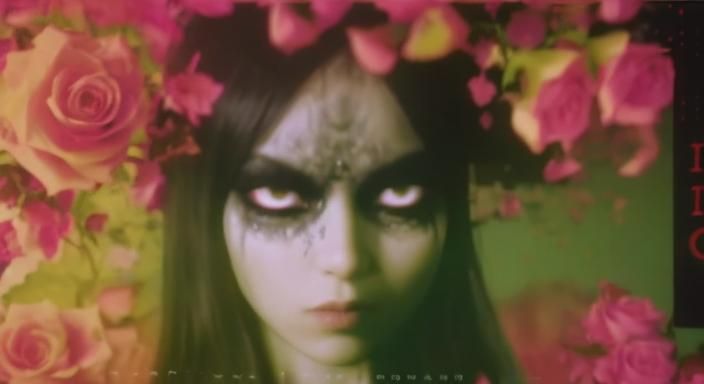 Disturbing Demonic Close-Up in Analog Horror Style