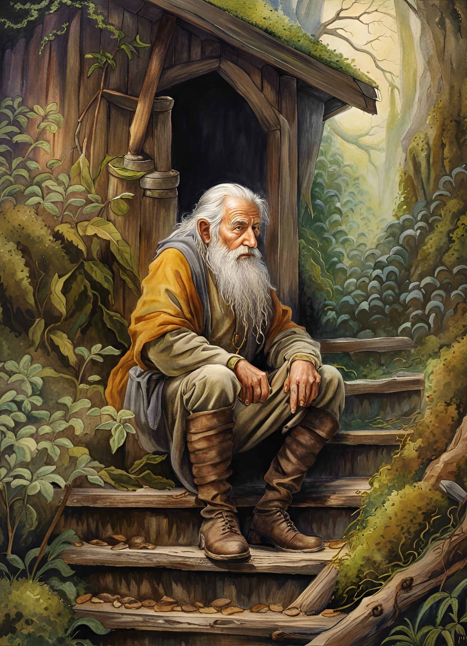 Magical Forest Dweller Portrait by Alan Lee