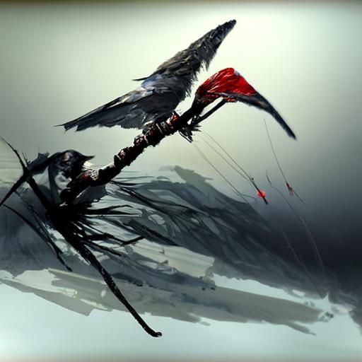 Sinister Crow Flies with Bow and Arrow