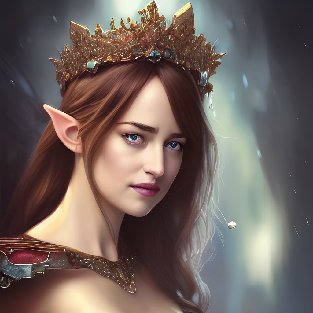 Gorgeous Elf Queen Portrait in Hyperrealism