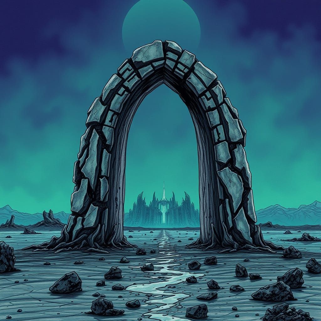 Biomorphic Archway on Neo-Futurist Ash Plain