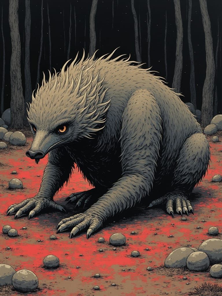 Platypus Apocalypse in Junji Ito Style