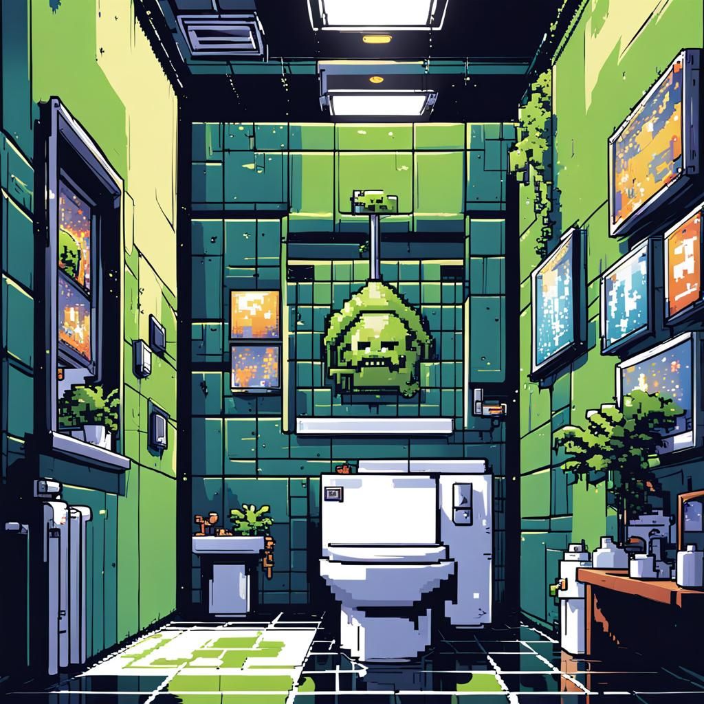8-Bit Pixel Bedroom in Giant's Bathroom
