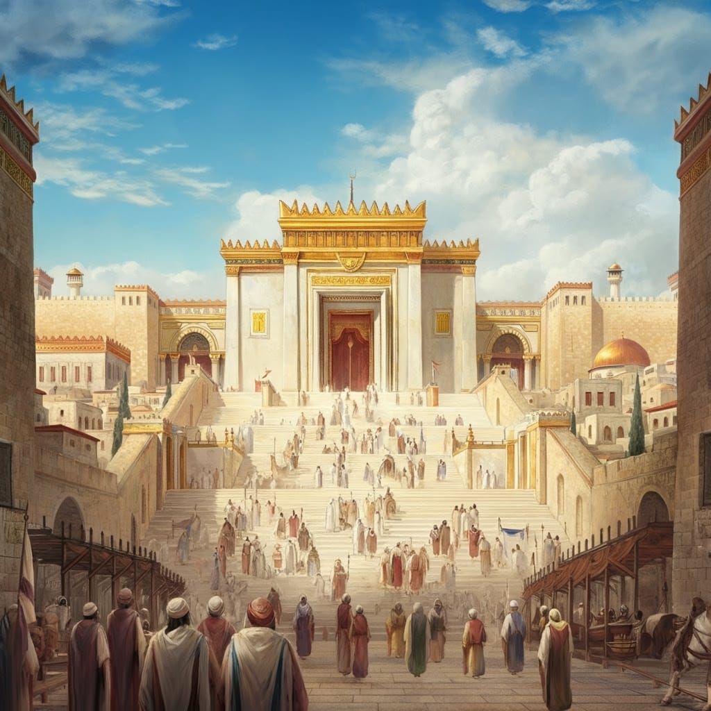 Ancient Jerusalem Temple in Regal Architectural Style