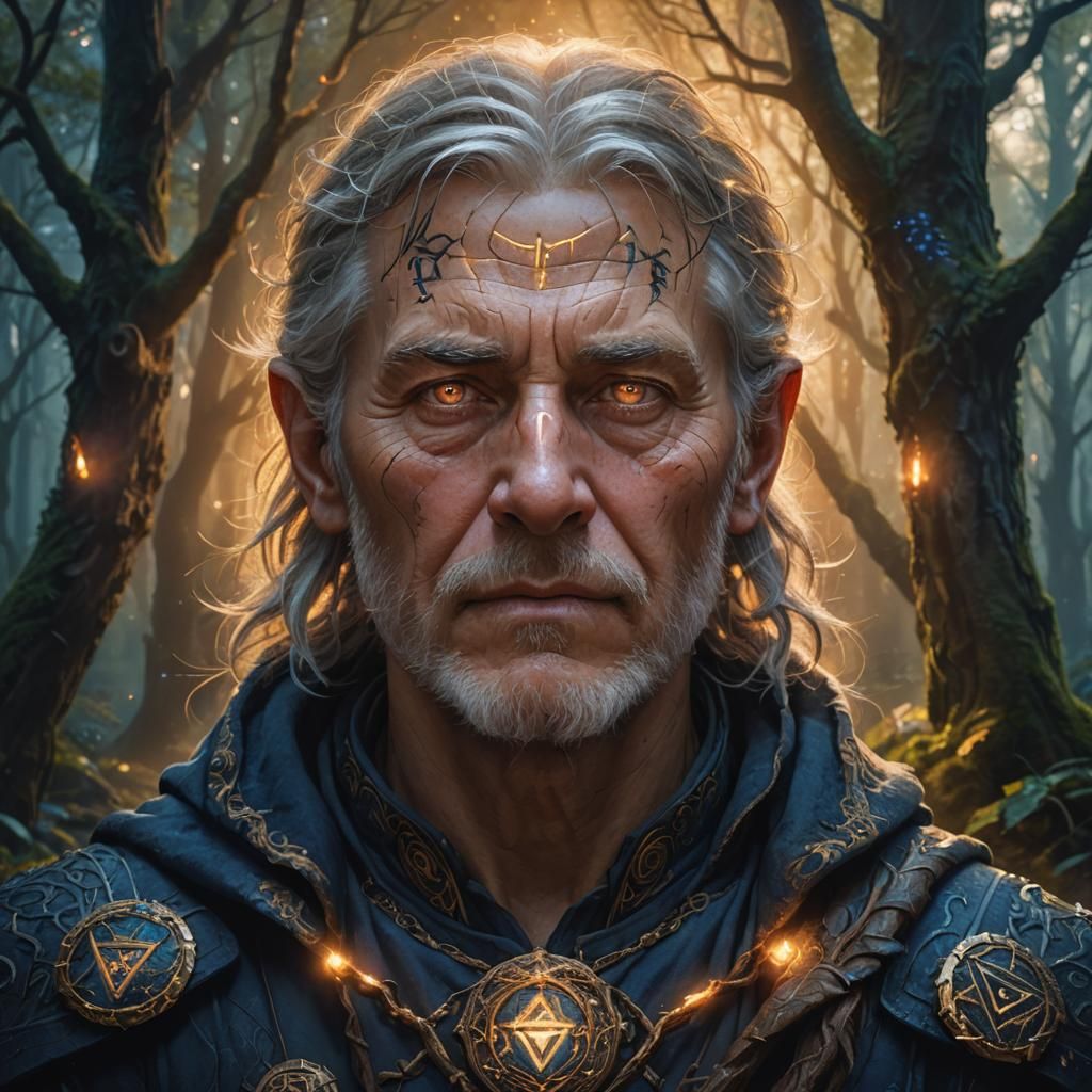Mystical Forest Portrait of an Older Man