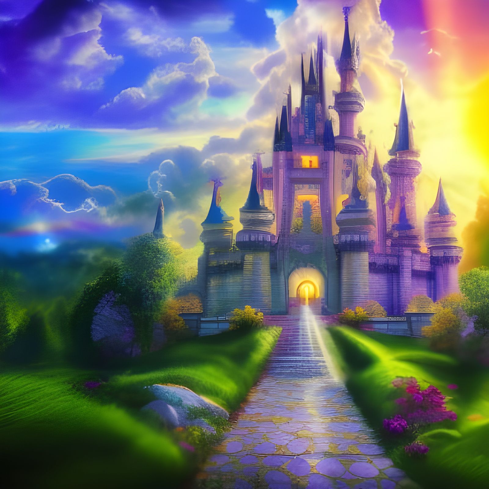Colorful Fairy Tale Castle in Divine Light