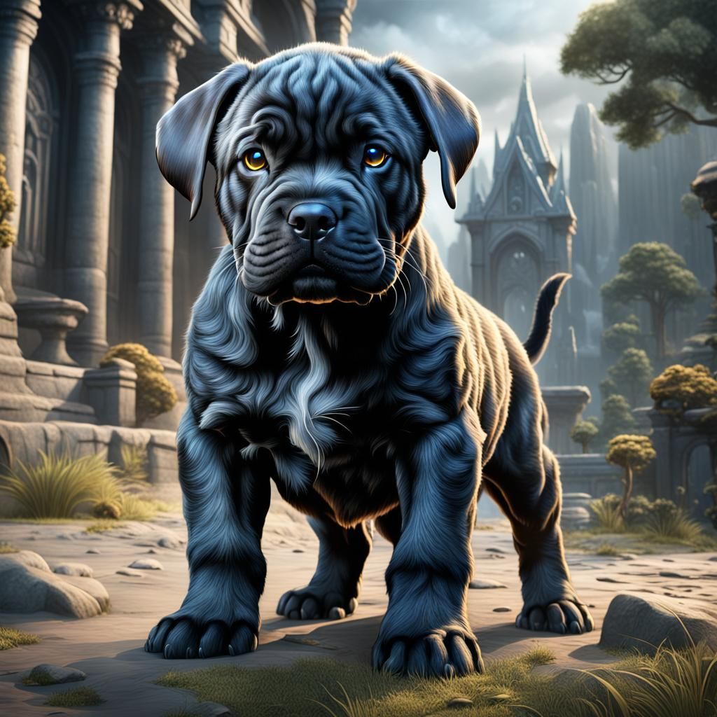Thor the Cane Corso Puppy: Detailed Matte Painting
