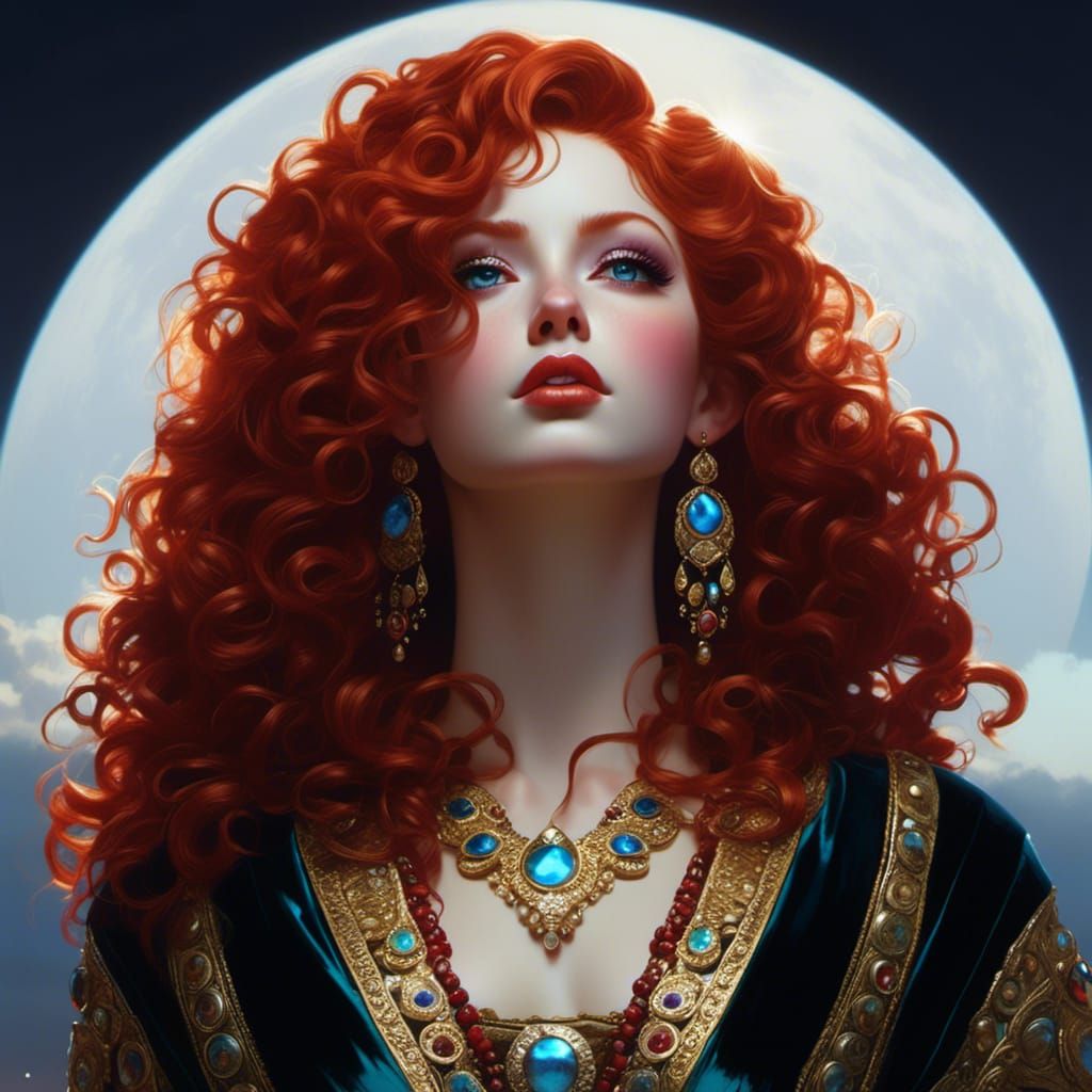 Red-Haired Goddess Portrait in Hyperrealistic Style