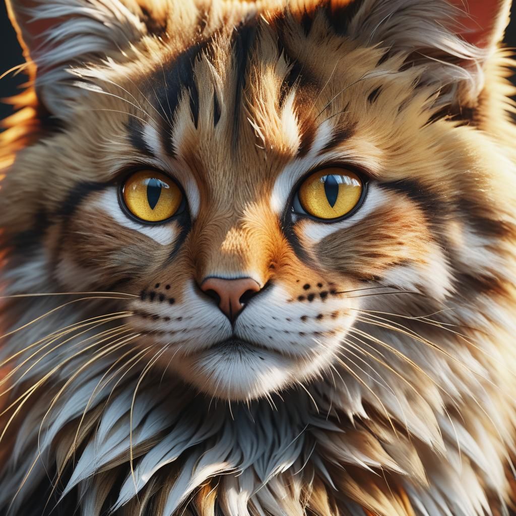 Photorealistic 3D Portrait of a Golden Cat
