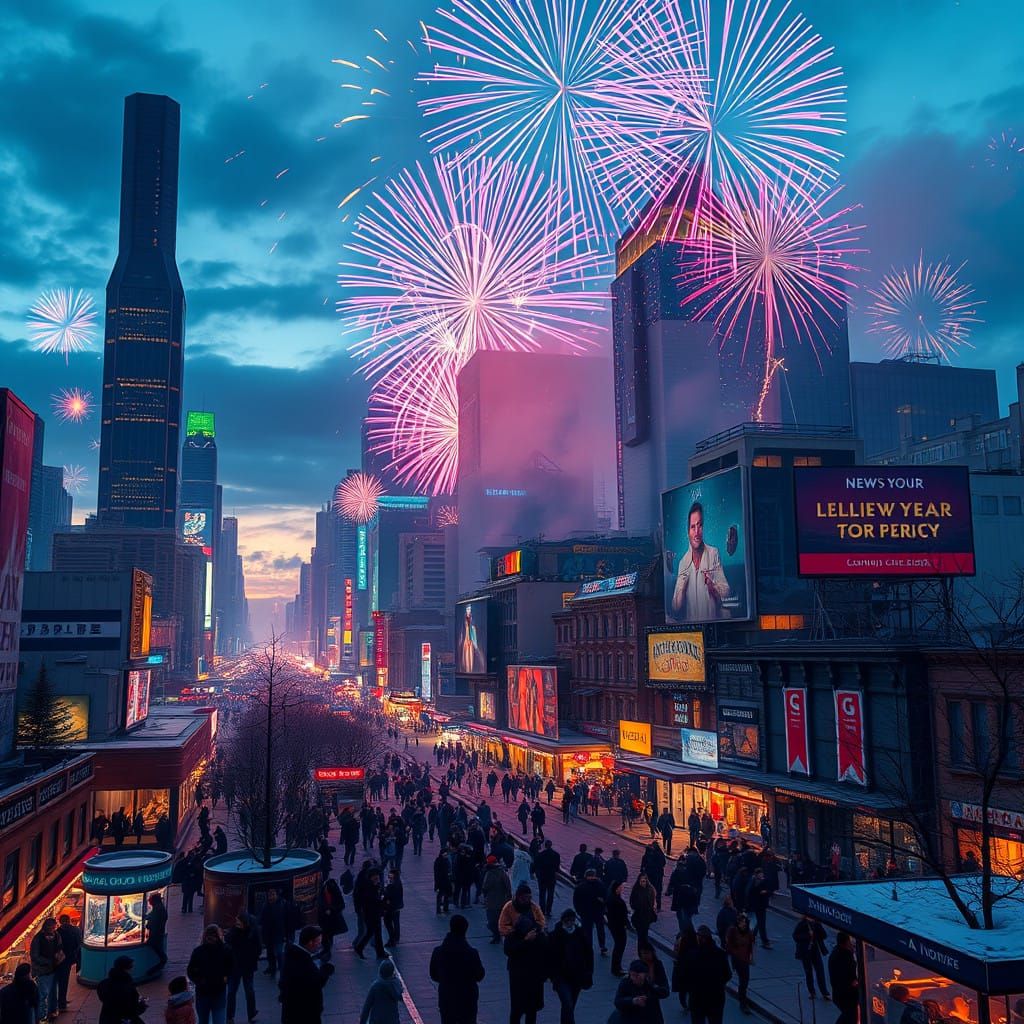 City firework new year, 8k
