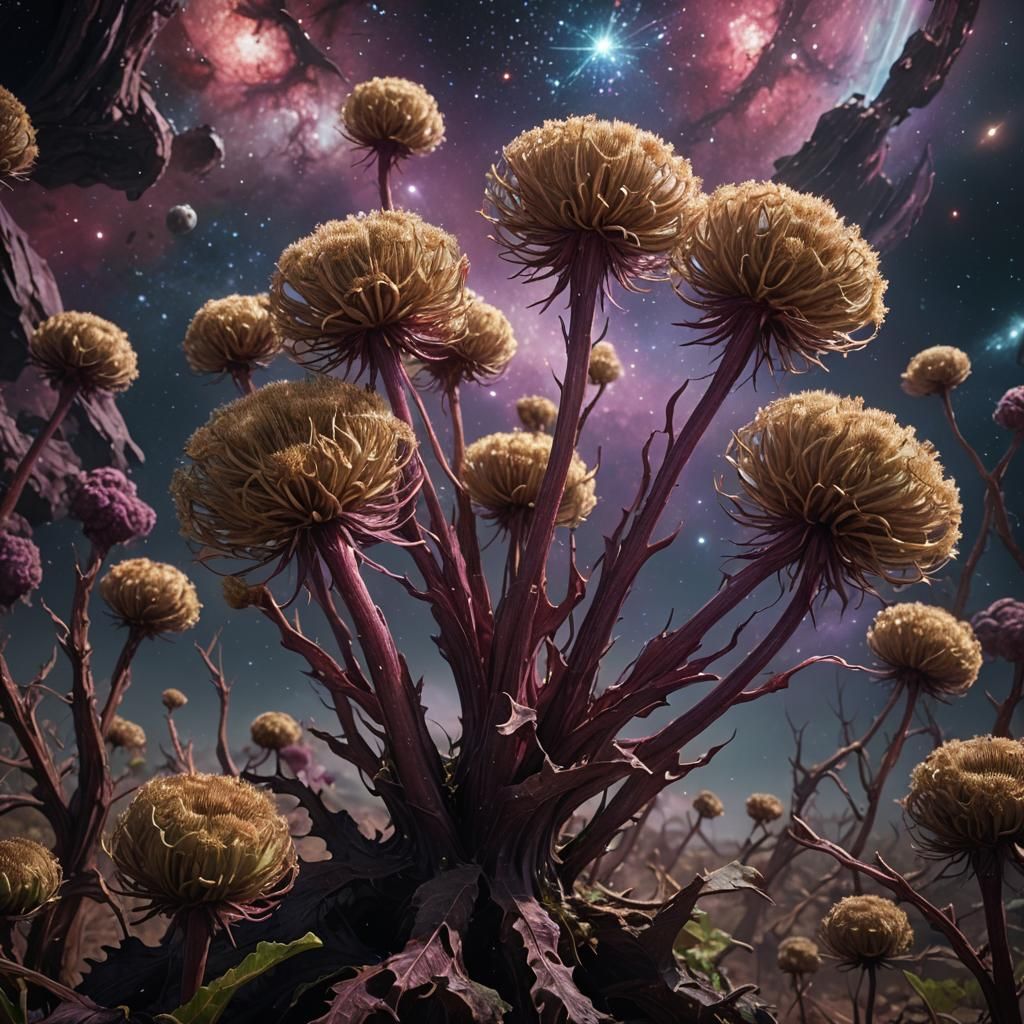 Giant Burdock Floating in Deep Space Concept Art