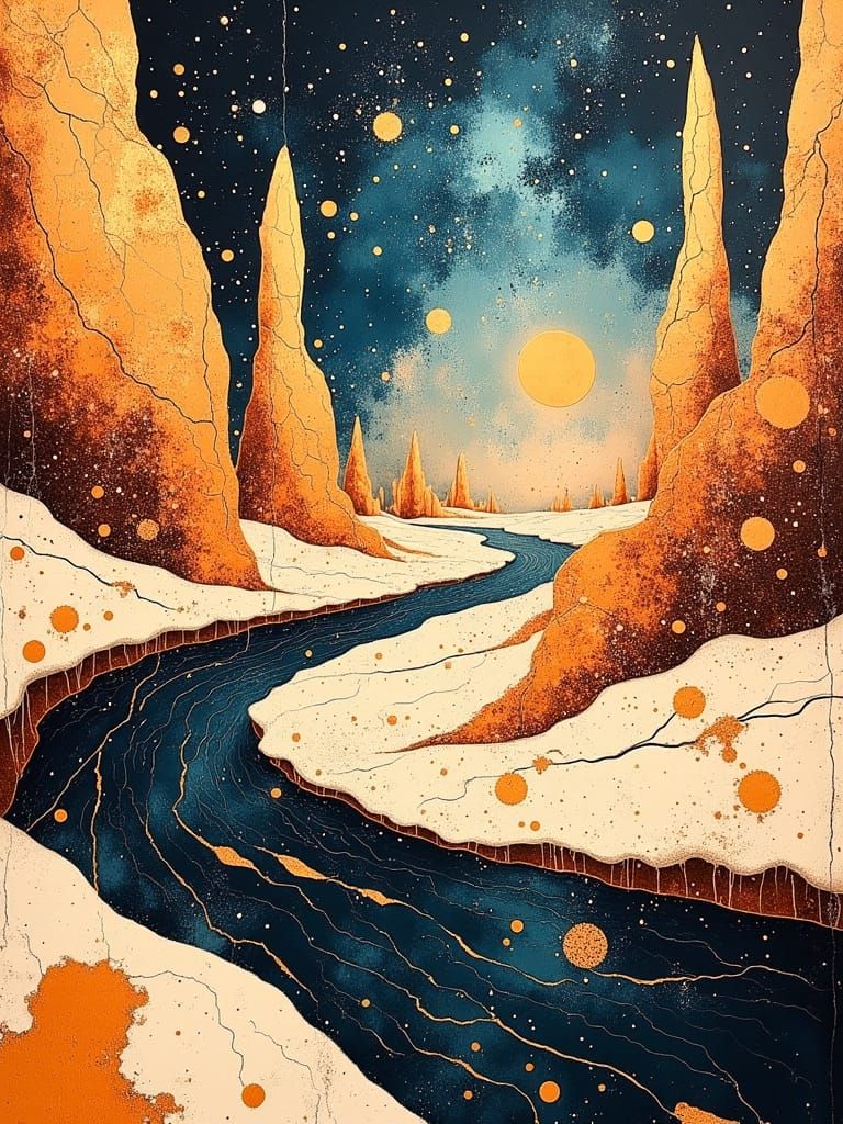 Candy World in Iridescent Space: A Surreal Coffee Sculpture