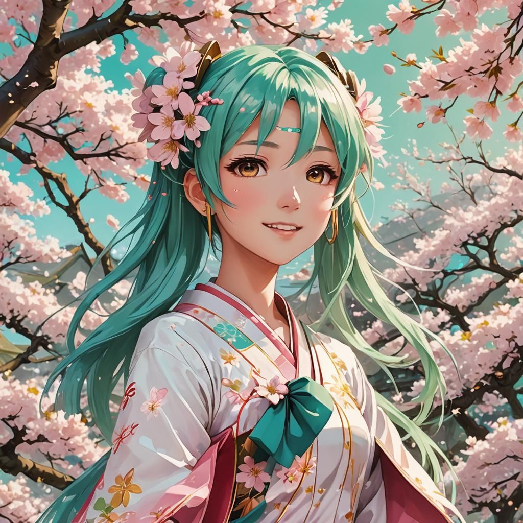 Sakura Miku in a Cherry Blossom Garden