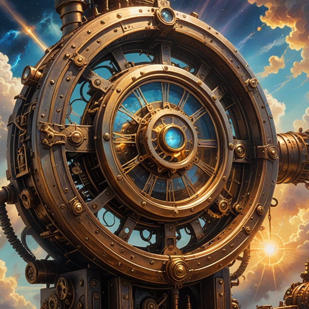 Steampunk Galaxy Portal in the Clouds