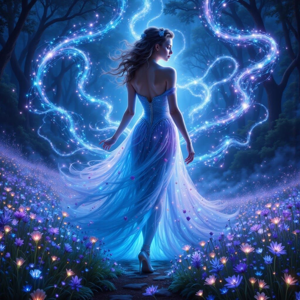 Dreamlike Beauty in Vibrant Electric Blue