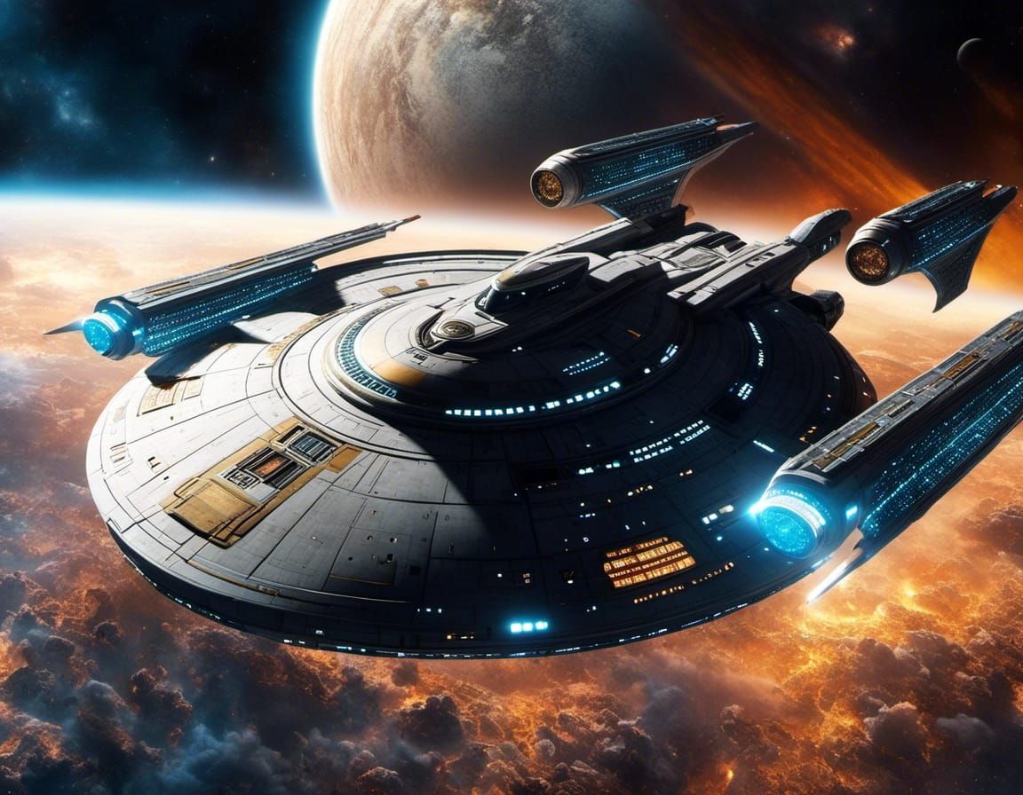 Hyperrealistic Star Trek Starship in Space