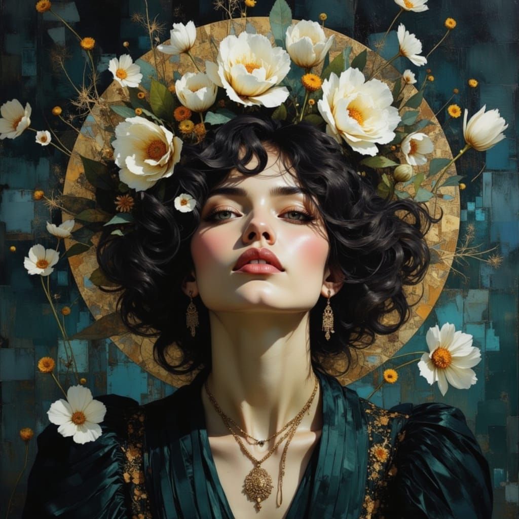 Abstract Portrait with Earth and Rose Elements