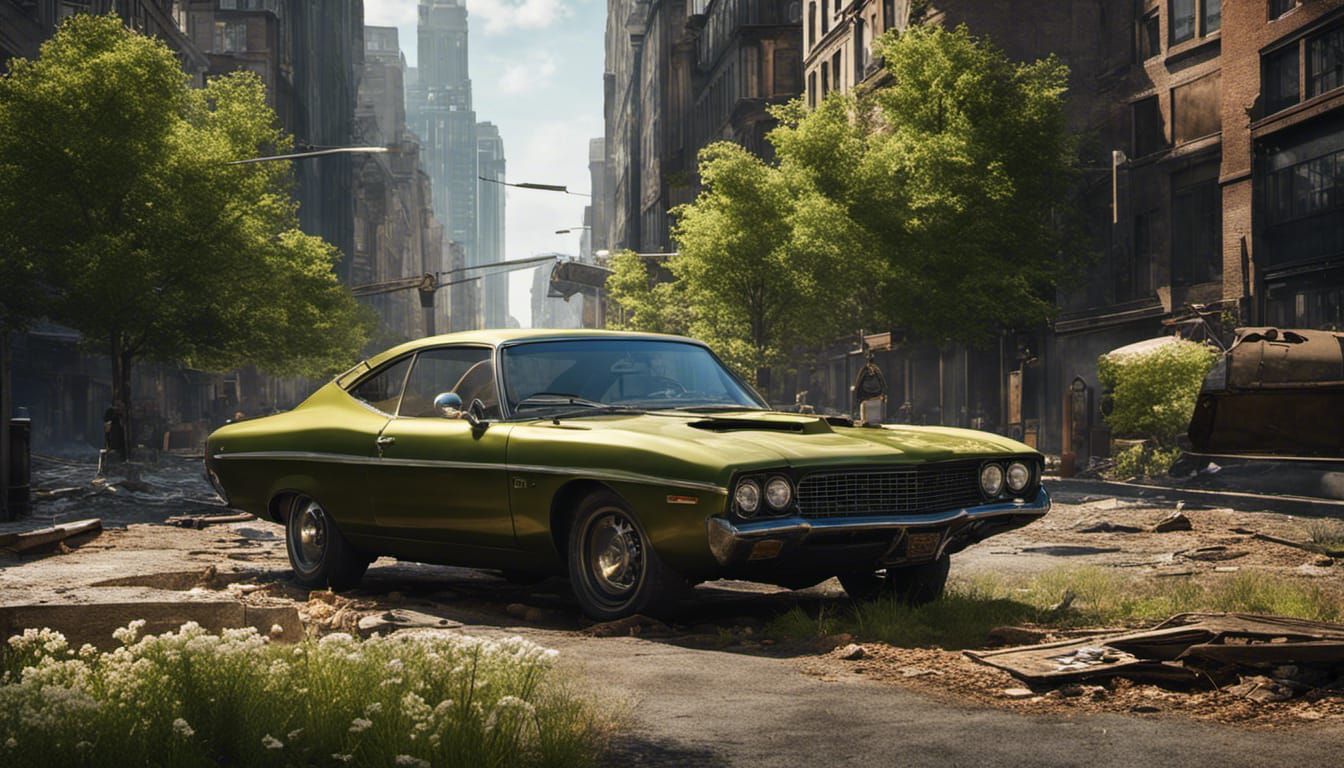 Overgrown Empire State Building in Post-Apocalyptic Wastelan...