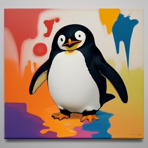 Abstract Penguin Illustration in Complementary Colors