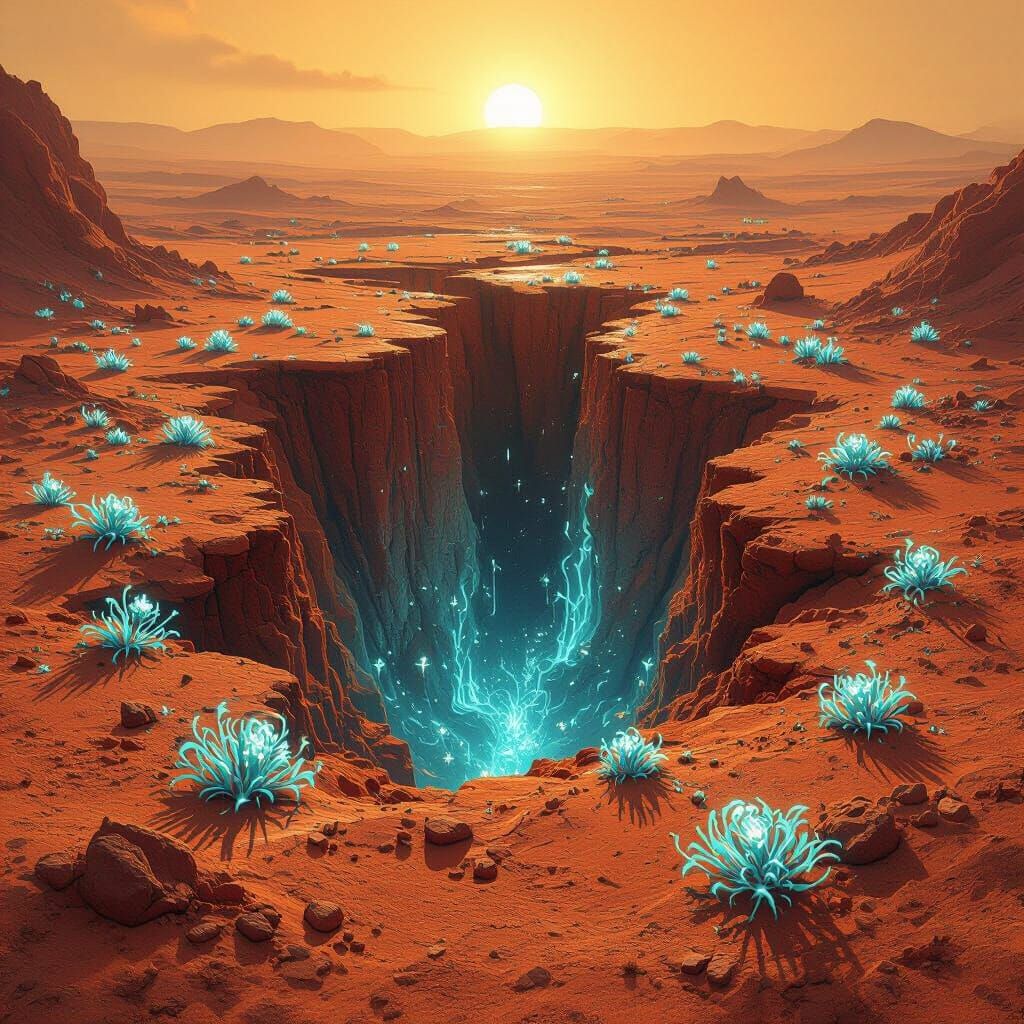 Martian Fissure Battlemap with Alien Flora