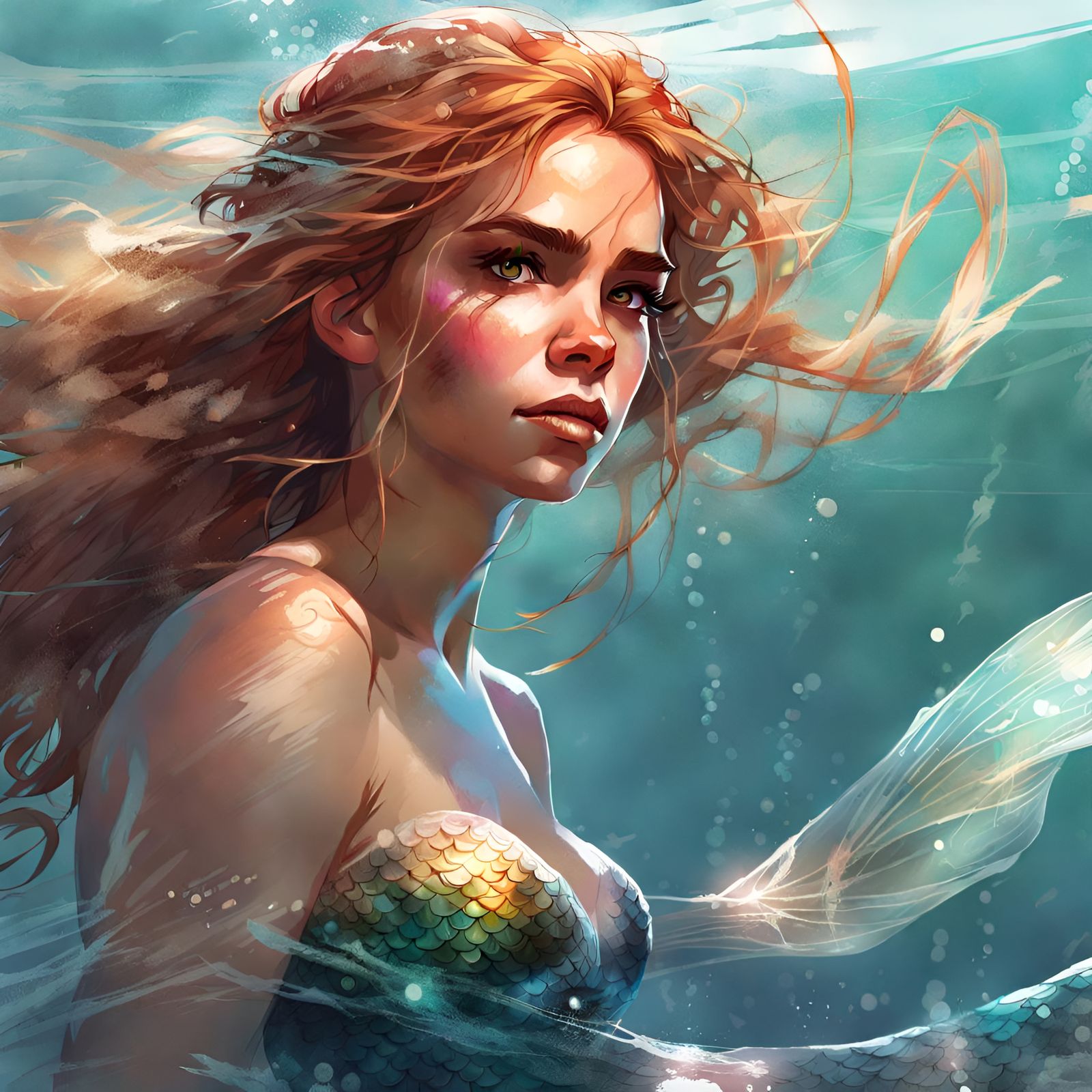 Hermione as Mermaid, Detailed Digital Art