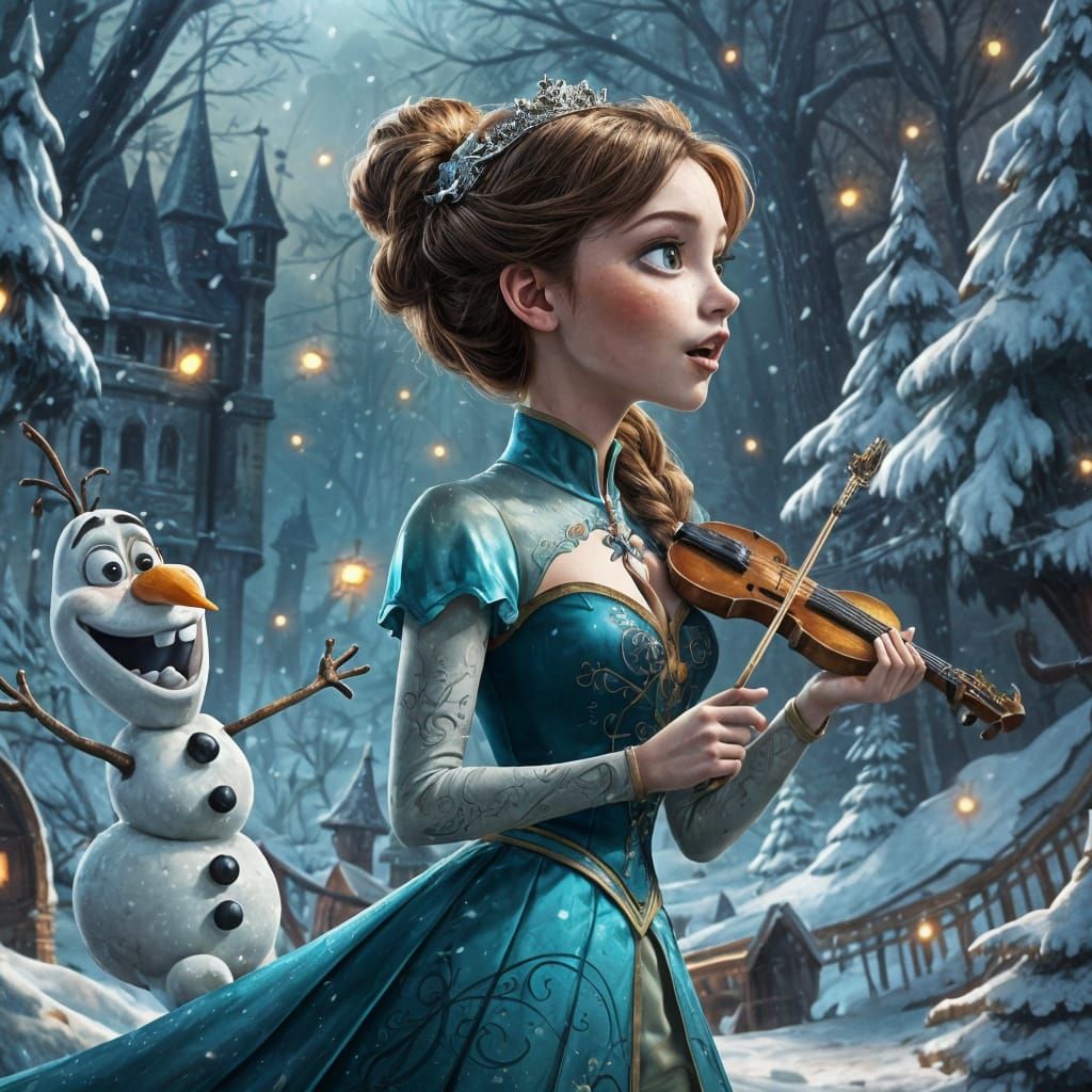 Princess Anna and Olaf: Detailed Digital Illustration