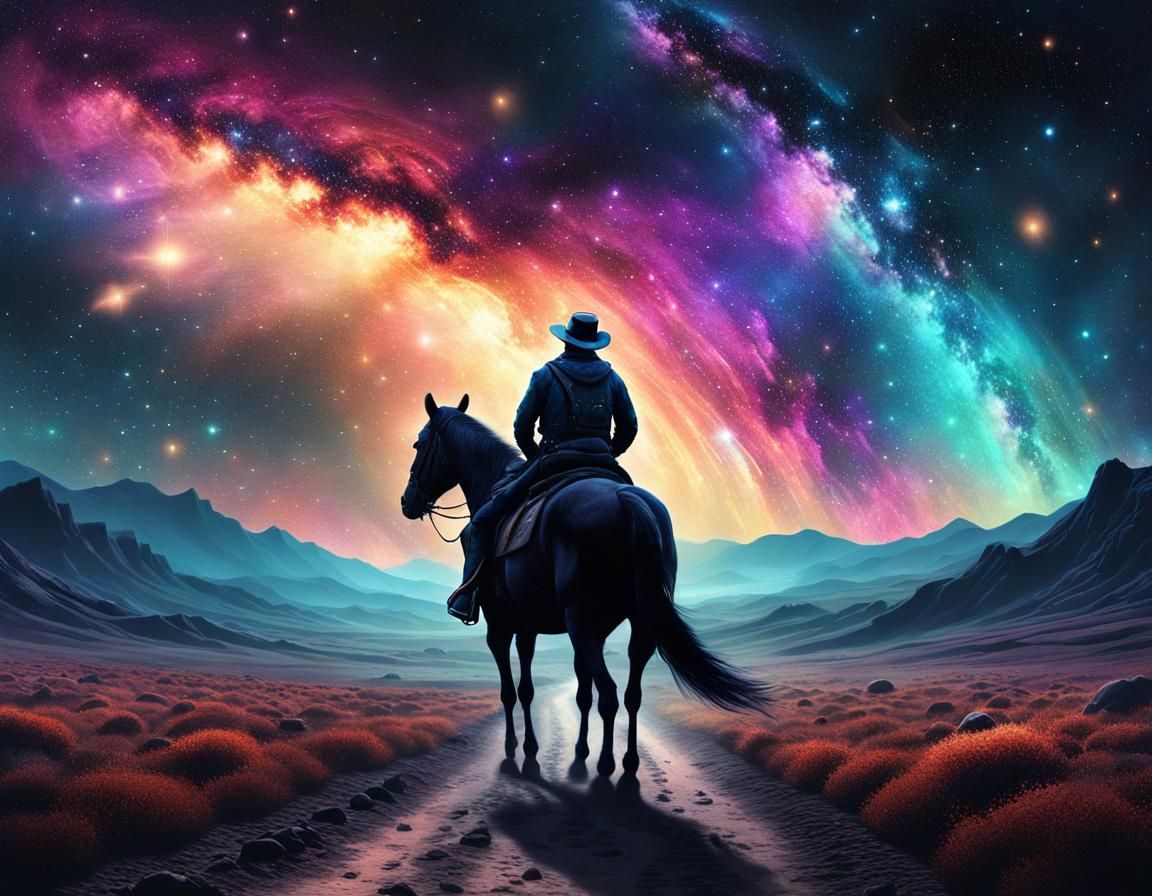 Celestial Horseman Rides Through Stellar Landscape