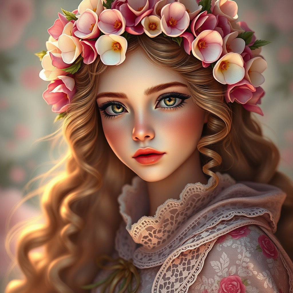 Enchanting Flower Girl Portrait in Fantasy Style