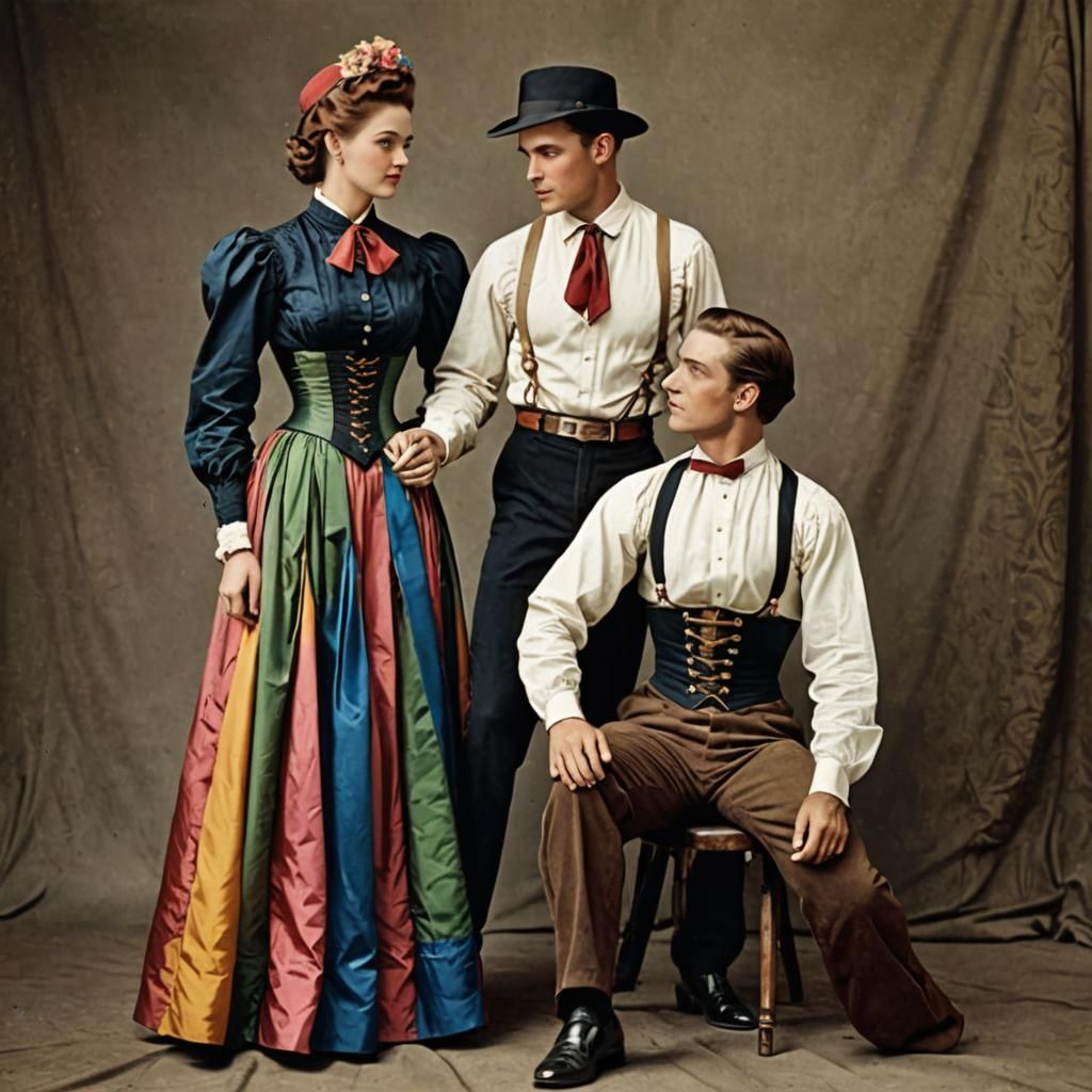 Vintage Family Portrait with Colorful Accents