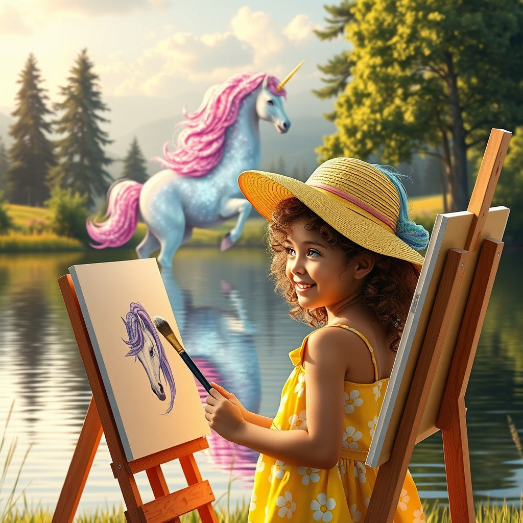 Girl Paints Unicorn as Dreamy Companion Appears