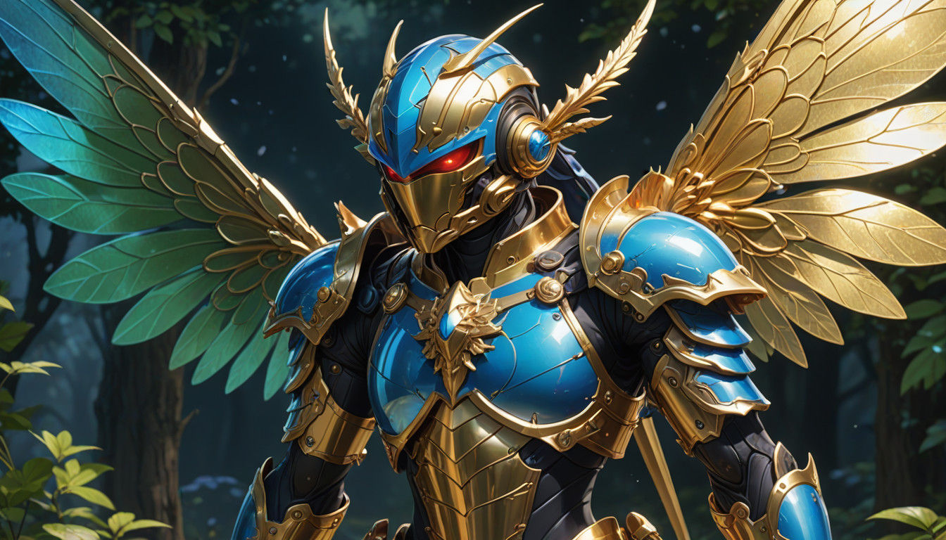 Gothic Anime Art of a Smurf in Golden Armor