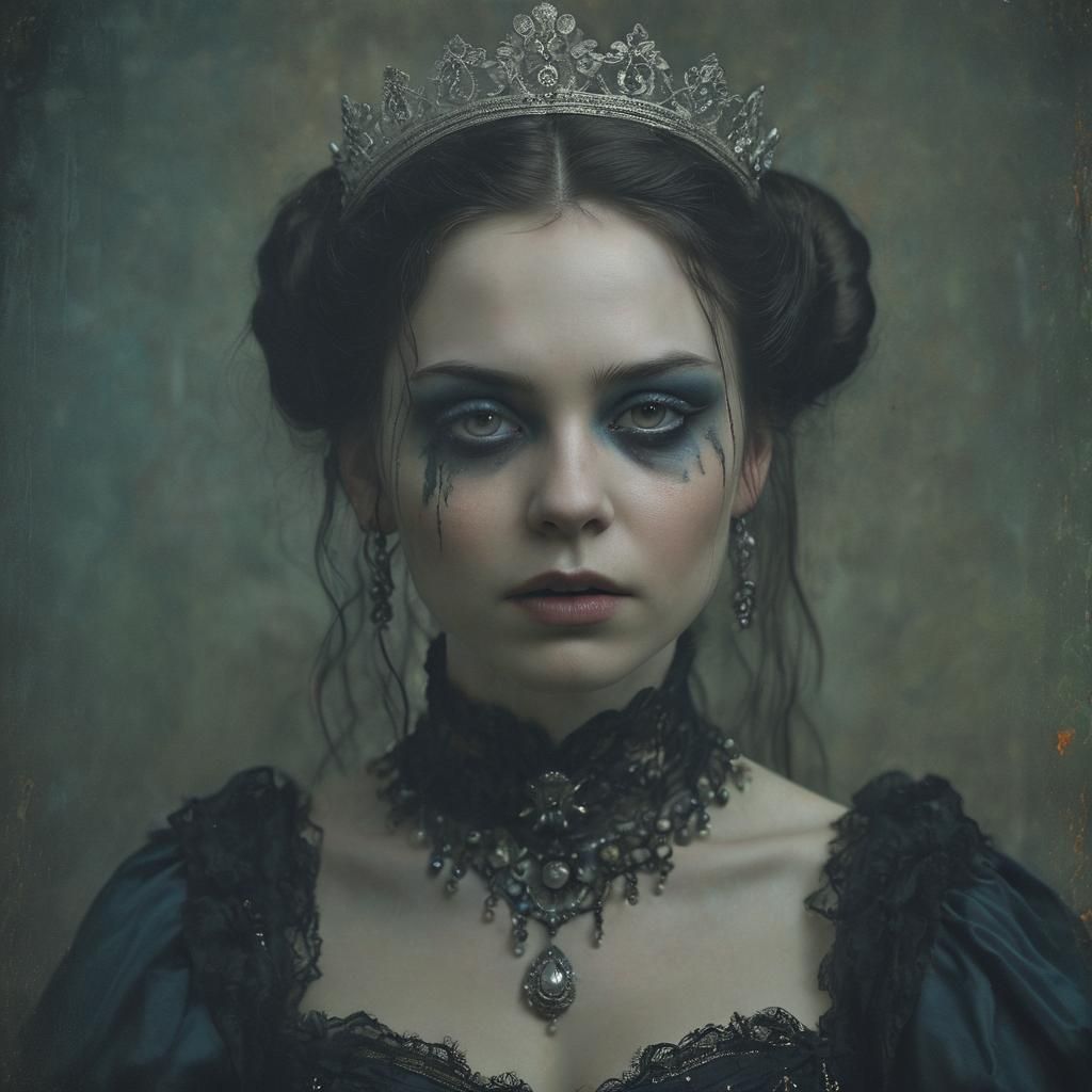 Gothic Portrait of Ghostly Princess in Victorian Gown