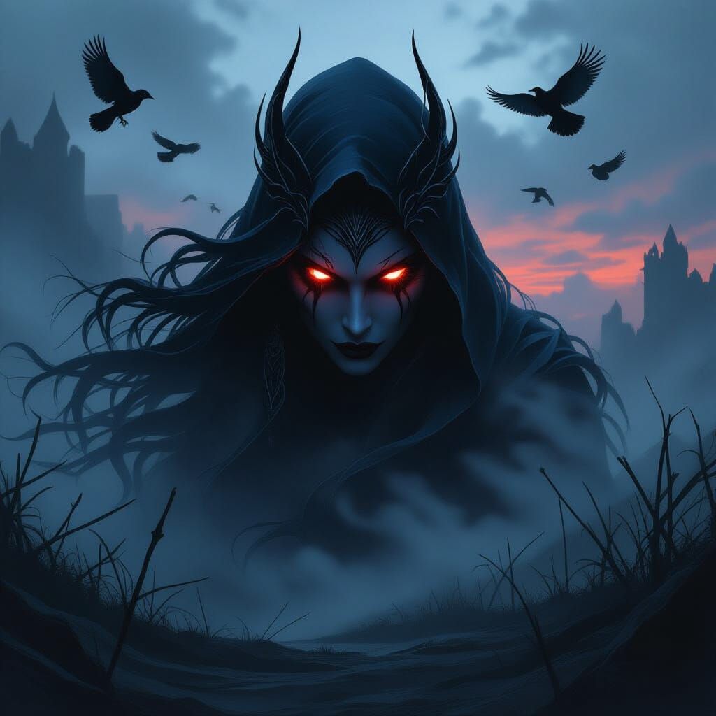 The Morrigan Shadow Over Twilight Battlefield