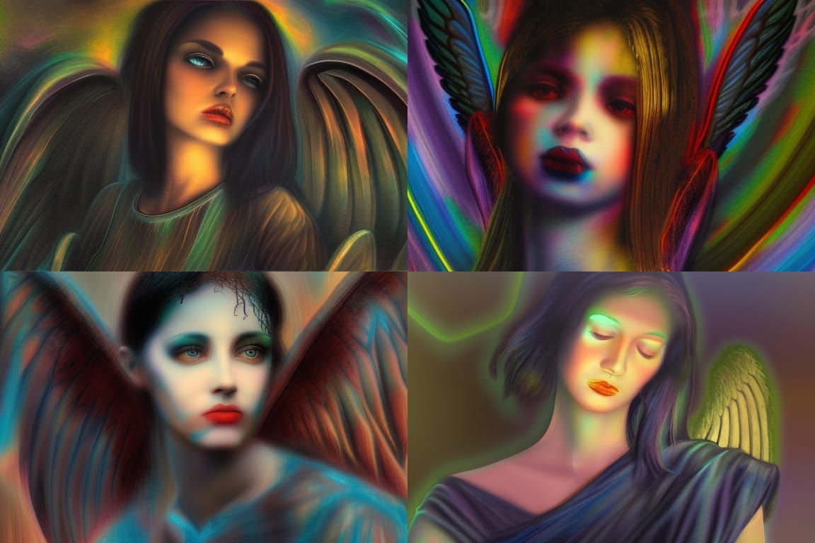 Woman old sad wisdom sadness dying angel deep color expressionism gothic art Harlem renaissance mixed media HDR motion b...