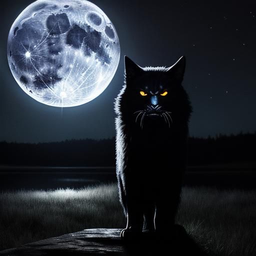 Eerie Moonlight Scene with Lurking Evil