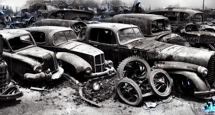 Vintage Car Junkyard: Depth of Field Photography